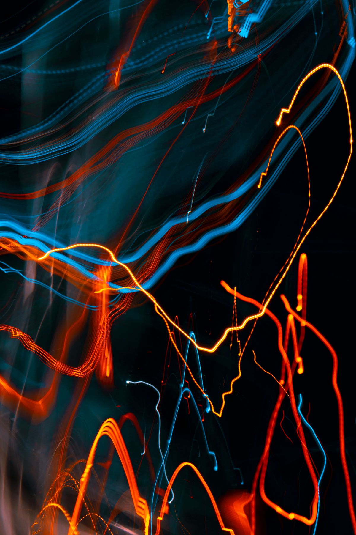 Lichtmalerei in Orange und Blau